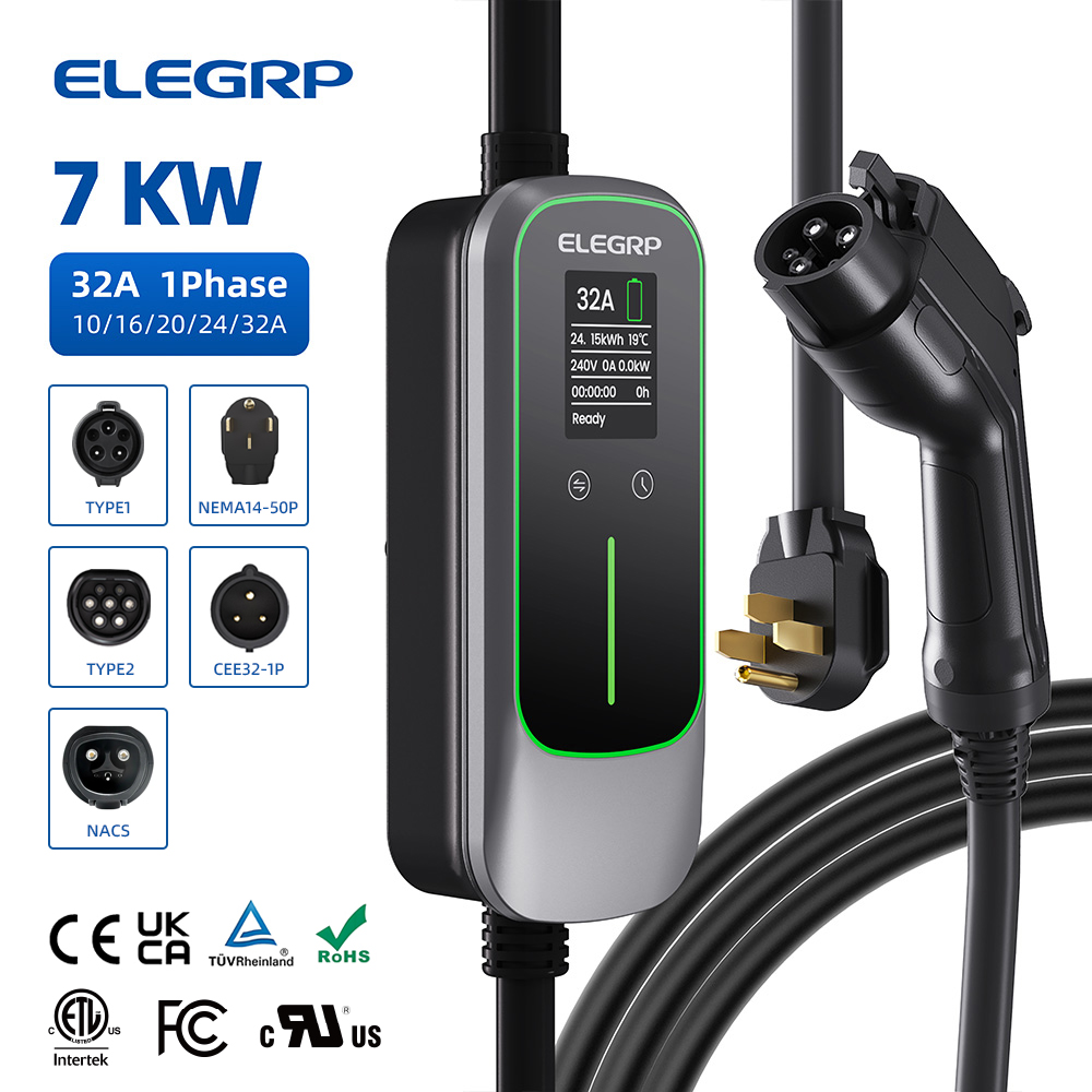 ELEGRP 32 Amp Pengisi Daya Ken - Portable Ev Charger ulasan dan harga