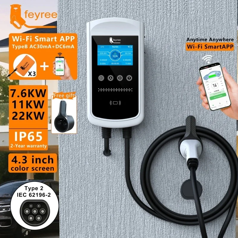 Pengisi Daya EV Feyree Tipe 2  - Wallbox Ev ulasan dan harga